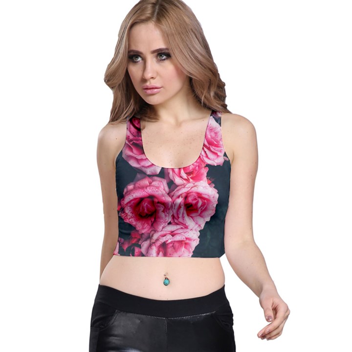 Pink Roses II Racer Back Crop Top