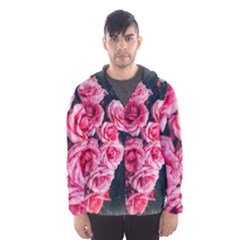 Pink Roses Ii Men s Hooded Windbreaker by okhismakingart