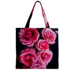 Pink Roses Ii Zipper Grocery Tote Bag by okhismakingart