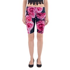 Pink Roses Ii Yoga Cropped Leggings by okhismakingart