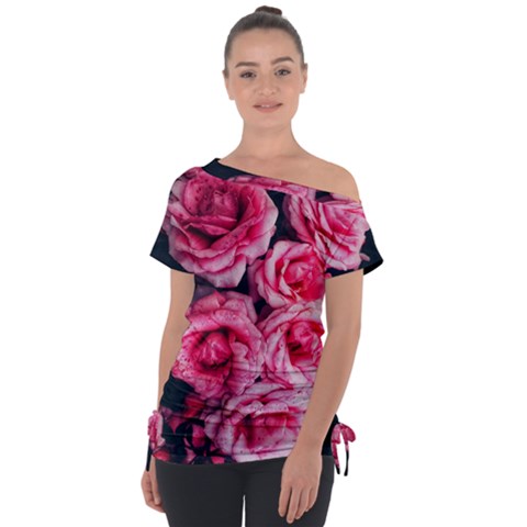 Pink Roses Ii Tie-up Tee by okhismakingart