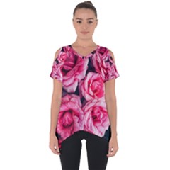 Pink Roses Ii Cut Out Side Drop Tee by okhismakingart