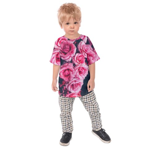 Pink Roses Ii Kids  Raglan Tee by okhismakingart