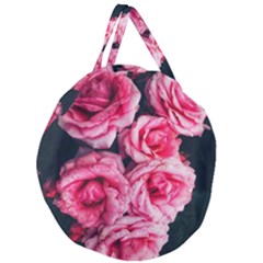 Pink Roses Ii Giant Round Zipper Tote by okhismakingart