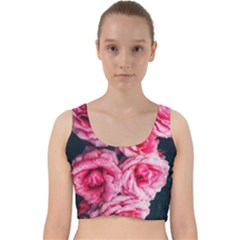 Pink Roses Ii Velvet Racer Back Crop Top by okhismakingart