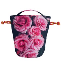 Pink Roses Ii Drawstring Bucket Bag by okhismakingart