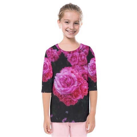 Bunches Of Roses (close Up) Kids  Quarter Sleeve Raglan Tee by okhismakingart