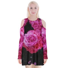 Bunches Of Roses (close Up) Velvet Long Sleeve Shoulder Cutout Dress by okhismakingart