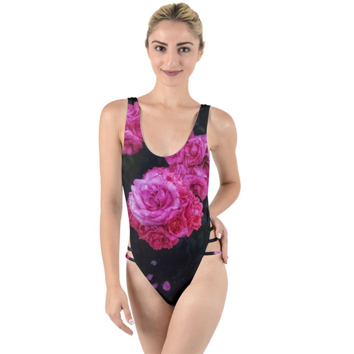 Bunches of Roses (Close Up) High Leg Strappy Swimsuit