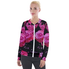 Bunches Of Roses (close Up) Velour Zip Up Jacket