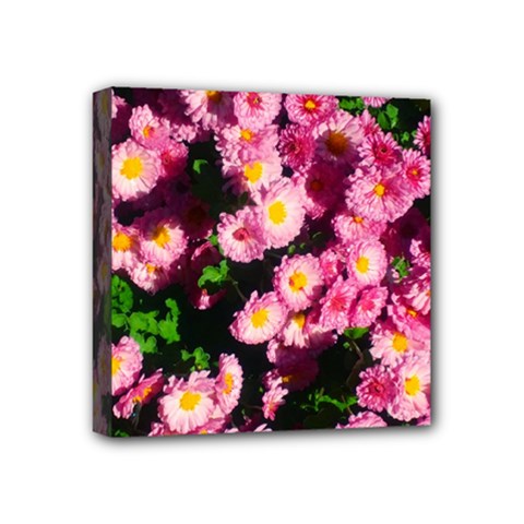 Pink Flower Bushes Mini Canvas 4  X 4  (stretched) by okhismakingart