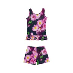 Pink Flower Bushes Kids  Boyleg Swimsuit