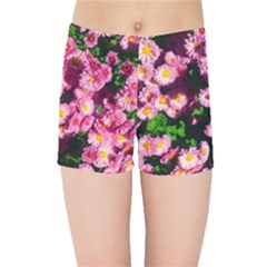 Pink Flower Bushes Kids  Sports Shorts by okhismakingart