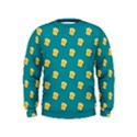 Toast With Cheese Pattern Turquoise Green Background Retro funny food Kids  Sweatshirt View1