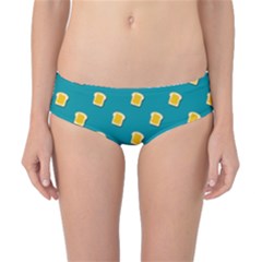 Toast With Cheese Pattern Turquoise Green Background Retro Funny Food Classic Bikini Bottoms by genx