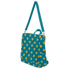 Toast With Cheese Pattern Turquoise Green Background Retro Funny Food Crossbody Backpack by genx