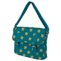 Toast With Cheese Pattern Turquoise Green Background Retro funny food Buckle Messenger Bag View2