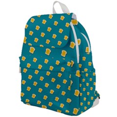 Toast With Cheese Pattern Turquoise Green Background Retro Funny Food Top Flap Backpack by genx