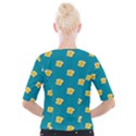 Toast With Cheese Pattern Turquoise Green Background Retro funny food Cropped Button Cardigan View2