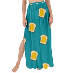 Toast With Cheese Pattern Turquoise Green Background Retro Funny Food Maxi Chiffon Tie-up Sarong by genx