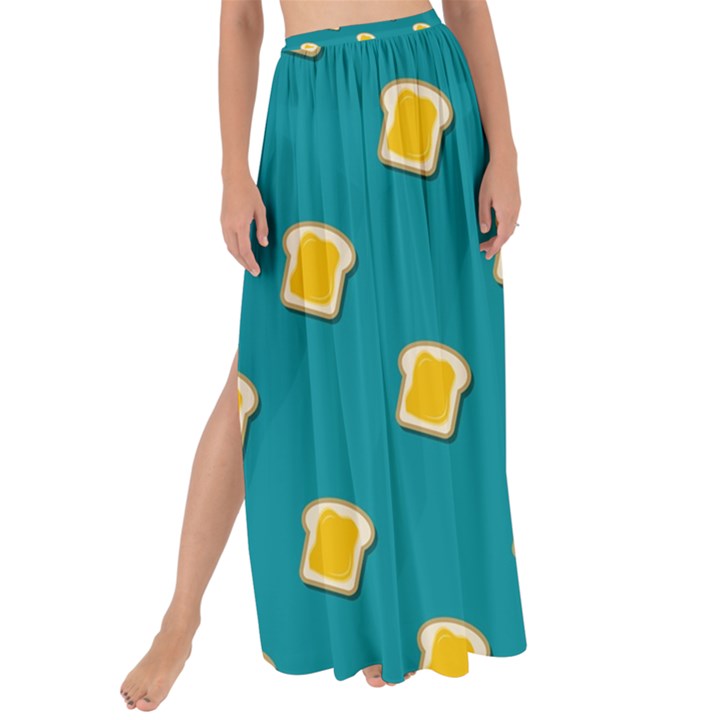 Toast With Cheese Pattern Turquoise Green Background Retro funny food Maxi Chiffon Tie-Up Sarong