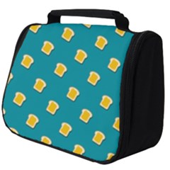 Toast With Cheese Pattern Turquoise Green Background Retro Funny Food Full Print Travel Pouch (big) by genx