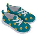 Toast With Cheese Pattern Turquoise Green Background Retro funny food Running Shoes View3