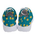 Toast With Cheese Pattern Turquoise Green Background Retro funny food Running Shoes View4