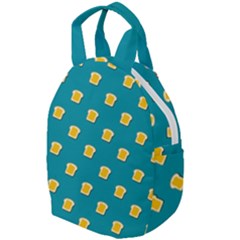 Toast With Cheese Pattern Turquoise Green Background Retro Funny Food Travel Backpacks by genx