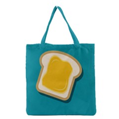 Toast With Cheese Pattern Turquoise Green Background Retro Funny Food Grocery Tote Bag by genx