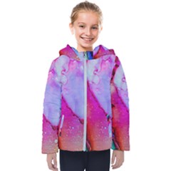 Red Purple Green Ink           Kids  Hooded Puffer Jacket