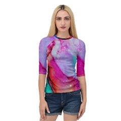 Red purple green ink         Women s Quarter Sleeve Raglan Tee