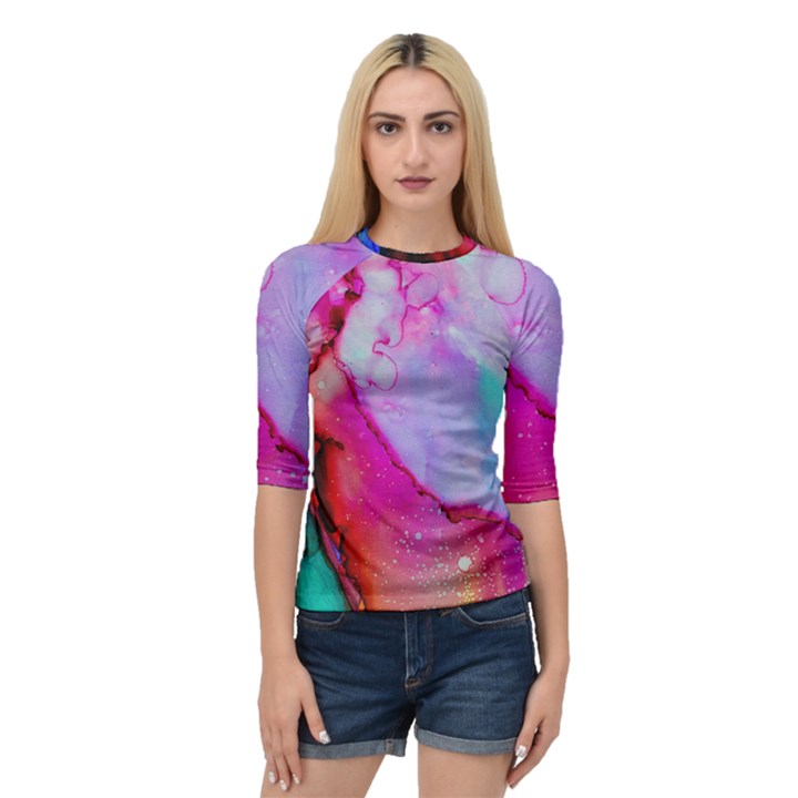 Red purple green ink         Women s Quarter Sleeve Raglan Tee