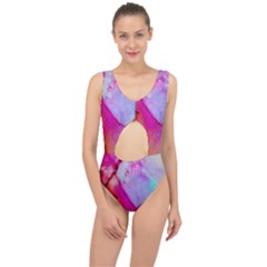 Red Purple Green Ink           Center Cut Out Swimsuit by LalyLauraFLM