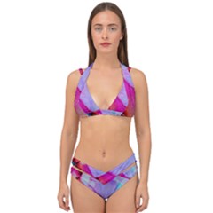 Red Purple Green Ink            Double Strap Halter Bikini Set by LalyLauraFLM