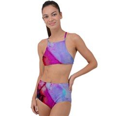 Red Purple Green Ink           High Waist Tankini Set by LalyLauraFLM