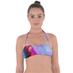 Red Purple Green Ink            Halter Bandeau Bikini Top