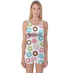 Donut Pattern With Funny Candies One Piece Boyleg Swimsuit by genx