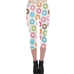 Donut Pattern With Funny Candies Capri Leggings  by genx