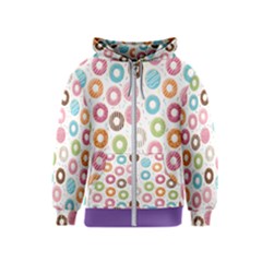 Donut Pattern With Funny Candies Kids  Zipper Hoodie by genx