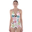 Donut pattern with funny candies Cut-Out One Piece Swimsuit View1