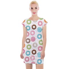 Donut Pattern With Funny Candies Cap Sleeve Bodycon Dress by genx