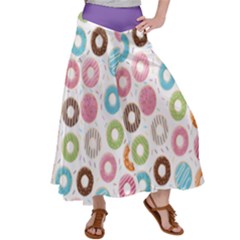 Donut Pattern With Funny Candies Satin Palazzo Pants by genx