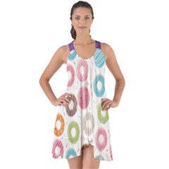 Donut Pattern With Funny Candies Show Some Back Chiffon Dress by genx