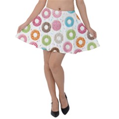 Donut Pattern With Funny Candies Velvet Skater Skirt by genx