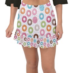 Donut Pattern With Funny Candies Fishtail Mini Chiffon Skirt by genx