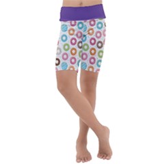 Donut Pattern With Funny Candies Kids  Lightweight Velour Cropped Yoga Leggings by genx