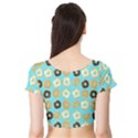 Donuts Pattern With Bites bright pastel blue and brown Short Sleeve Crop Top View2