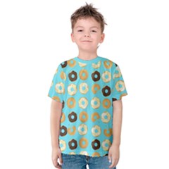 Donuts Pattern With Bites bright pastel blue and brown Kids  Cotton Tee