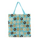 Donuts Pattern With Bites bright pastel blue and brown Grocery Tote Bag View1